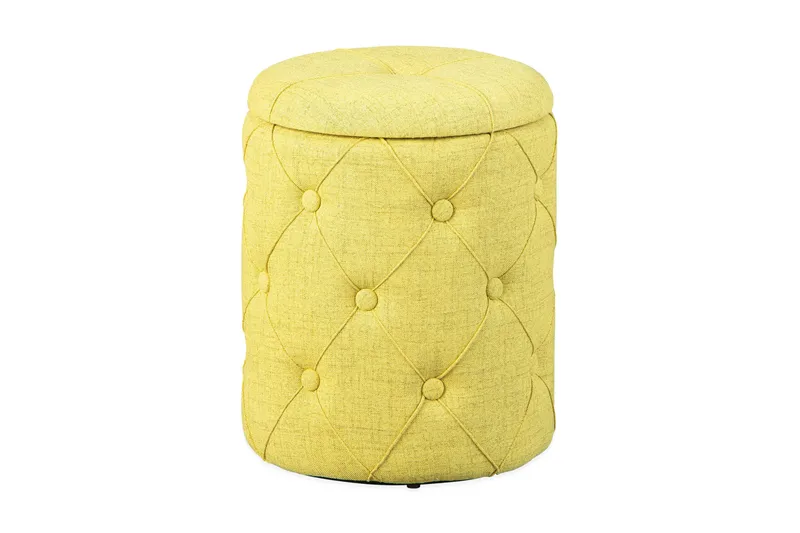 Skammel> Yapak <Tekstil gul-grøn med 22 knapper, undefined